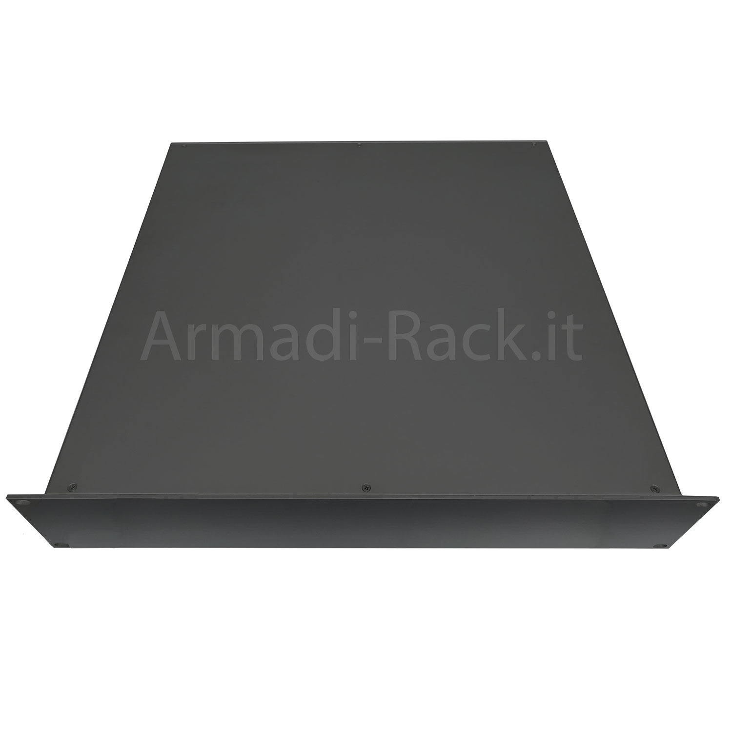 19" 2U rack drawer container in black anodized aluminum depth 441