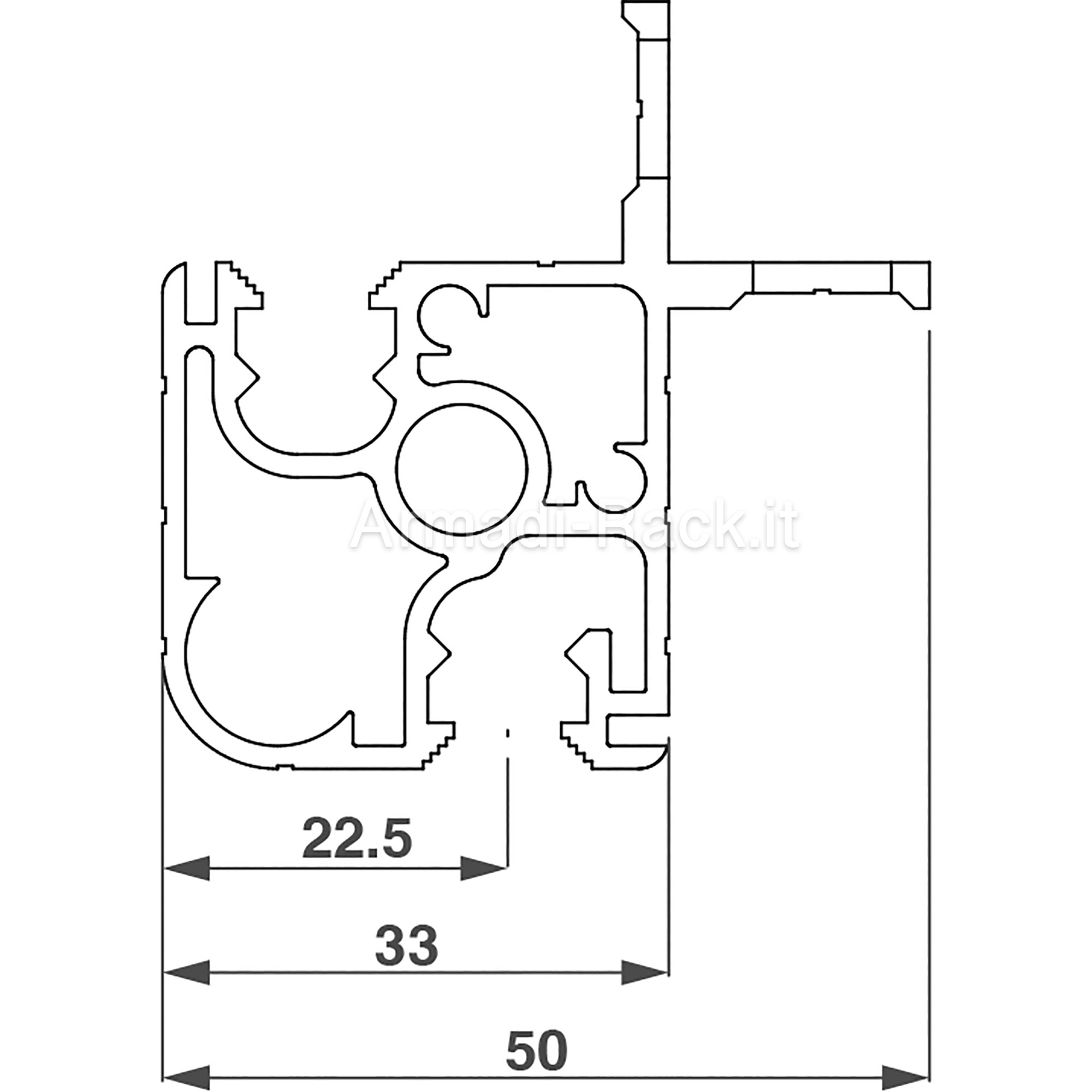 Profile for mounting external door in rack width 551, h=36U