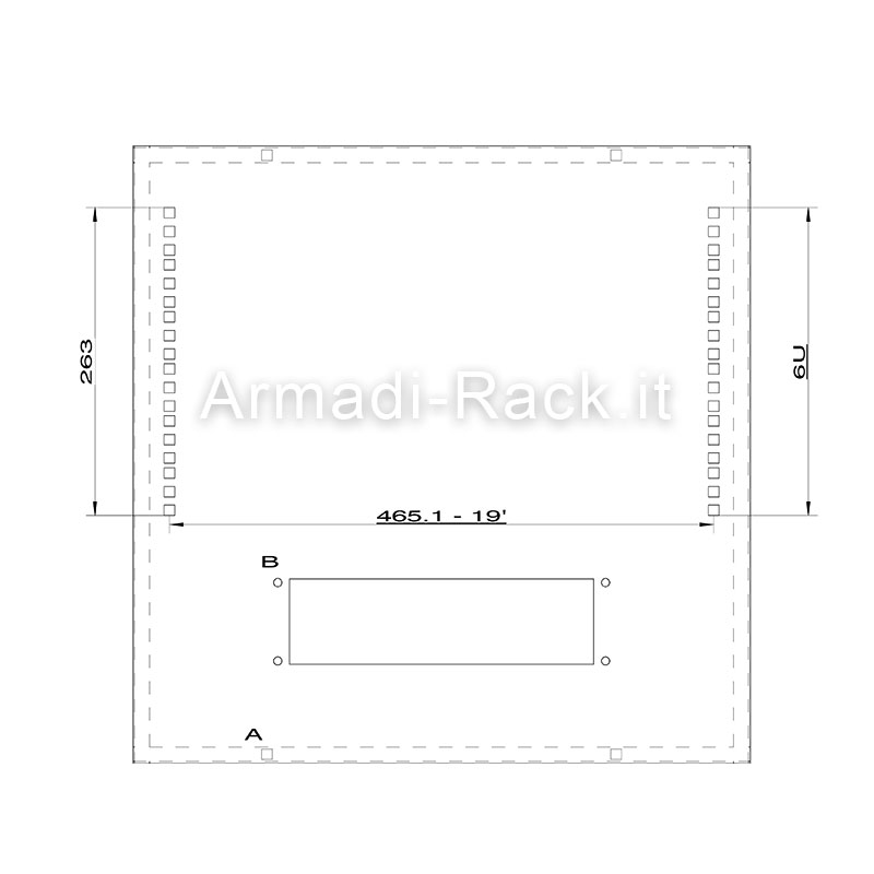 Screwed roof with compartment for 6 19 inch rack units and cable...