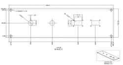 Front closing plate in natural anodized extruded aluminium, blind panel for 3 19&quot; rack units