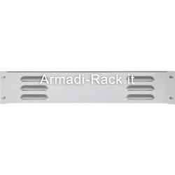 Steel panel for 2 rack units, ventilated with anti-drop holes (vents), gray color RAL 7035