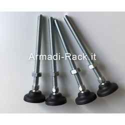 Kit of 4 adjustable feet in steel and rigid rubber with Ø40 joint, M10 thread pin, length 150mm