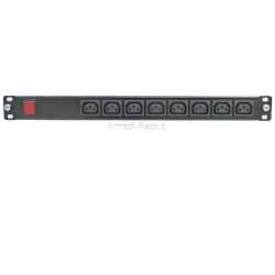 Power bar PDU height 1U, 16A, 230V with 8 VDE C13 sockets with mains presence indicator, 19" rack mounting