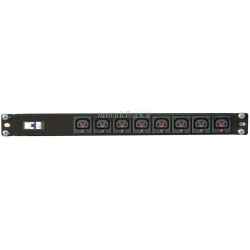 Power bar PDU 1U height, 230V with 8 VDE C13 LOOK sockets, 1P+N 16A circuit breaker, 19" mounting