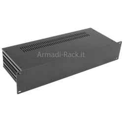 19 inch 2 unit height rack case with black aluminum front in different depths