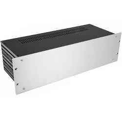 19 inch 3 unit height rack case with 170 mm deep silver colored aluminum front