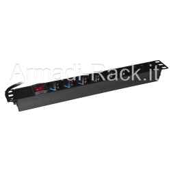 19&quot; rack mounting power strip with 6 universal sockets + 3 C13 sockets with switch, 16A Italian plug
