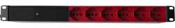 Power strip 1 19 inch rack unit, PDU 6 universal red Schuko + Italian 10/16A sockets, direct power supply and mains presence indicator,...