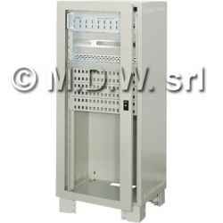 Electrical cabinet with 26 U rack uprights measuring 550 (W) x 1303 (H) x 500 (D) including 100 mm high plinth