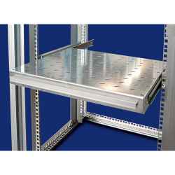 Removable shelf on telescopic rails for standard 19&quot; rack mounting, various depths