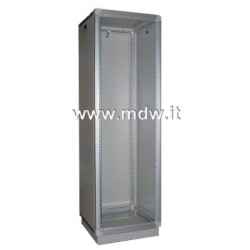 Rack cabinet 47u x 551 x 551 aluminum structure, removable sides and back with lock, blind roof and plinth with cable passage, painted light...