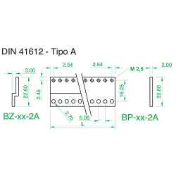 Flat bar type &#39;A&#39; for DIN 41612 connectors for PPL profile, various sizes