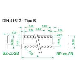Flat bar type &#39;B&#39; for 41612 connectors for PPL profile, various lengths