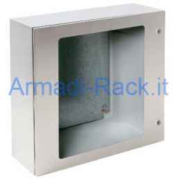 Stainless steel cabinet with glass door, IP66, NEMA 1,12,4x measures 400X300X200 316L