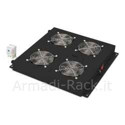 Kit of 4 fans with thermostat, black color for professional line cabinets (Dn-19 Fan-4-Sw)