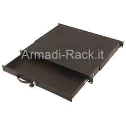 Removable Keyboard Tray with Handle and Key Lock for Rack 19 Cabinets Black Ral9005 Measurements mm. 482X44X400 (Dn-19 Key-1U-Sw)