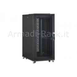 Rack cabinet 26 units for servers measures mm. (a)1300 x (l)600 x (d)1000 black color ral 9005 with wheels