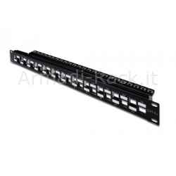 Modular patch panel 24 shielded ports 1 unit black color with staggered ports (without modules) only for UTP sockets (unshielded)