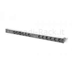 Aluminum power strip with 12 sockets on 2 circuits for rack cabinets