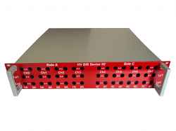 2 Rack Unit 19" drawer, 441 mm deep with handles, based on code 441TB295, SPLITTER HV BIS design, painted Red with white silkscreen