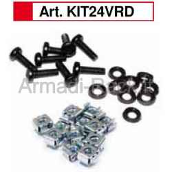 Complete set consisting of 24 black galvanized screws, 24 nylon washers and 24 galvanized cage nuts