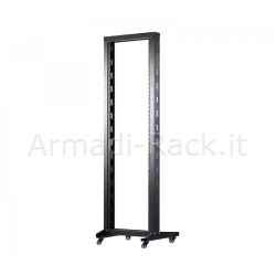 Laboratory frame 42 19" rack units, open frame with two profiles with base equipped with wheels (dimensions 600 x 600)