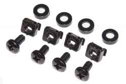 Set of 50 M6 x 12 mm cross head screw kit, black color + nylon washer, black color + metal cage nut for rack mounting