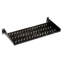 1U cantilever shelf (one rack unit), 150 mm deep, 2 19" fixing points in black painted steel RAL9005