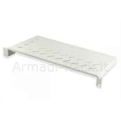 Shelf for 19" cabinet, 1 unit, depth 200 mm. (universal), 2 connections (front), grey colour