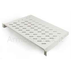 Shelf for 19" cabinet, 1 unit, depth 300 mm. (universal), 2 connections (front), grey colour