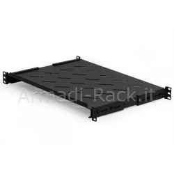 Extendable 350mm 19" Rack Cabinet Shelf with 4 Hooks, Black