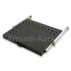 Universal shelf for rack cabinet pull out on telescopic rails 1 unit black 370 0mm.