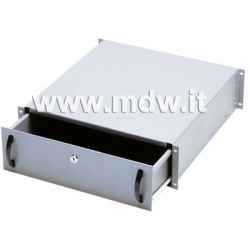Drawer for Rack 19 Cabinets with Lock, 3 Units, Color Gray Ral7035-Dimensions (W/D/H) mm. 485X480X134 (Dn-19 Key-3U)