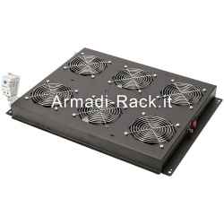 Kit of 6 Fans with Thermostat, 19.8 Cubic Meters Air Circulation, RAL 9005 black color for Server Line Cabinets (Dn-19 Fan-6-1000Sw-N)