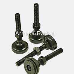 Kit of 4 feet for rack cabinets, M12 x 90 mm thread, base diameter 33 mm, plastic and soft rubber base