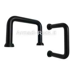 Kit of 2 handles for 19 inch rack containers, 2 units in black painted steel