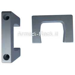 Kit of 2 monobloc handles in natural anodized aluminum with through holes for M4 screws, 2U