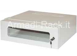 Cabinet with 3 19 inch rack units, light gray color RAL 7035, dimensions 540 x 360 x 160 mm (WDH)