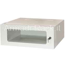 Cabinet with 4 19 inch rack units, light gray color RAL 7035, dimensions 540 x 360 x 210 mm (WDH)