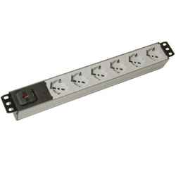 Multi-socket 6 RAL7035 gray sockets with two-pole luminous switch, fireproof V0 PVC structure