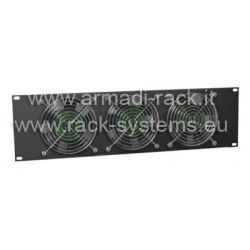 3-body ventilation panel (forced circulation of 9.6 cubic meters of air per minute) black color RAL9005