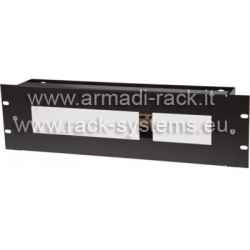 3-unit DIN rail panel with slot for DIN rail switches, RAL 9005 black colour