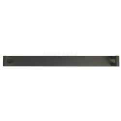 1U height front closing plate in black anodized extruded aluminium, complete with handles