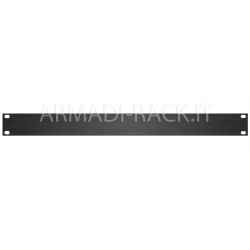 Front closing plate in black anodized extruded aluminium, blind panel for 1 19&quot; rack unit