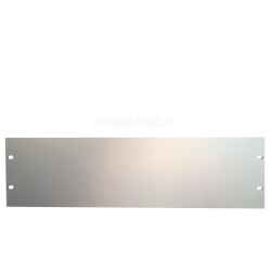 Front closing plate in natural anodized extruded aluminium, blind panel for 3 19&quot; rack units