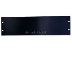 Front closing plate in black anodized extruded aluminium, blind panel for 3 19&quot; rack units