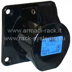 PCE 2p+t 220V 16A straight socket, flush-mounted. black colour