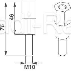 Spacer pin for feet, wheels, eyebolts, brackets VDG10X44 thread M10 male M10 female, length 44 mm