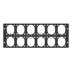 Rack panel 19&quot; 4 units pre-drilled for 12 sockets 220v 16a gewiss normal or scame flange