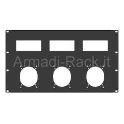 19&quot; rack panel 6 pre-drilled units for 3 380v 32a gewiss or scame sockets and 3 compartments of 6 din modules each